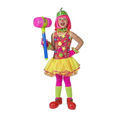 DEGUISEMENT CLOWN FILLE STARS AVEC TUTU FLUO TAILLE 140CM