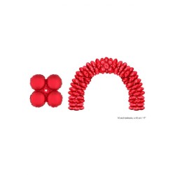 10 BALLONS MYLAR POUR ARCHE FORME 4 RONDS COLLES 42,5 X 42,5 CM ROUGE