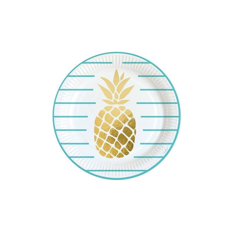 8 ASSIETTES RONDES ANANAS  23 CM