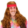 PERRUQUE HIPPIE CHATAIN AVEC BANDEAU ROUGE