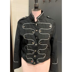 DEGUISEMENT VESTE CIRQUE DOMPTEUR OU STAR 80 NOIR ET ARGENT TAILLE M