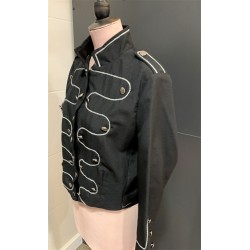 DEGUISEMENT VESTE CIRQUE DOMPTEUR OU STAR 80 NOIR ET ARGENT TAILLE M