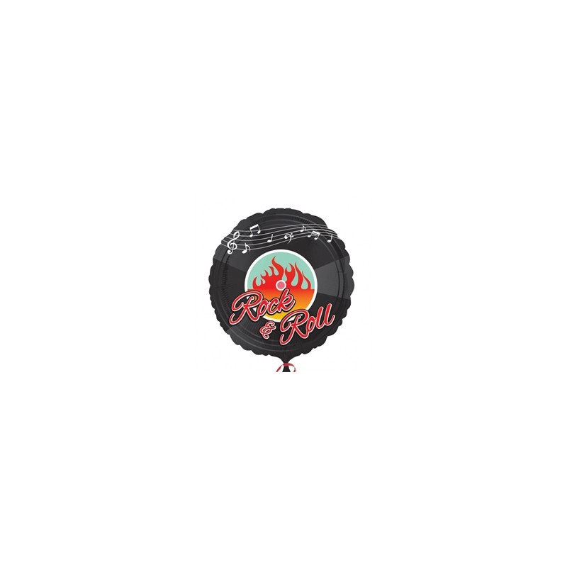 BALLON METALLIQUE ROND 43 CM THEME ROCK'N ROLL