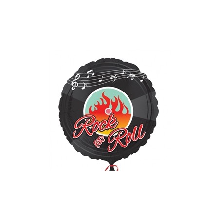 BALLON METALLIQUE ROND 43 CM THEME ROCK'N ROLL