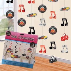 DECORATIONS SUR FILS THEME ROCK N' ROLL ANNEES 50