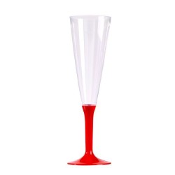 10 FLUTES A CHAMPAGNE PIED ROUGE