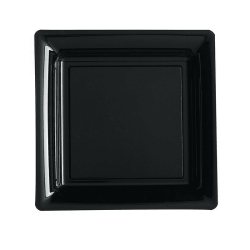 12 ASSIETTES CARREES  NOIR 18 CM