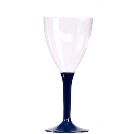 VERRE A VIN PIED BLEU MARINE