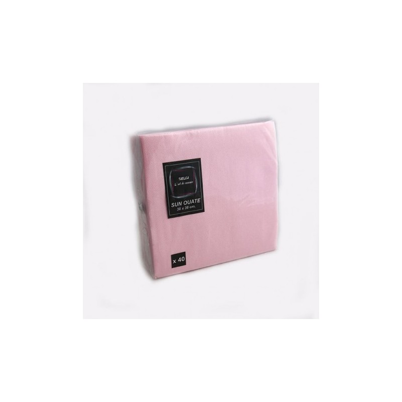 40 SERVIETTES SUN OUATE UNIE 38 X 38 CM ROSE PASTEL