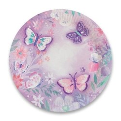 8 ASSIETTES  PAPILLON MAUVE ROSE ECO 23 CM