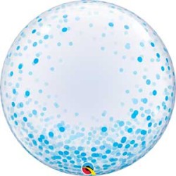 BALLON BUBBLES DECO CONFETTIS BLEU 61 CM