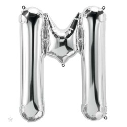 BALLON LETTRE METALLIQUE M ARGENT 40 CM