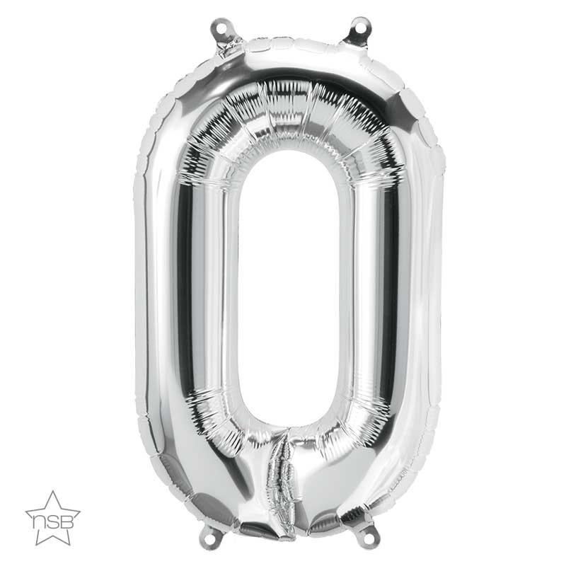 BALLON LETTRE METALLIQUE O ARGENT 40 CM