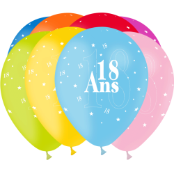 8 BALLONS BALLOONIA IMPRIMES TOUT AUTOUR 18 ANS MULTICOLORE