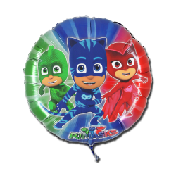 BALLON ROND MYLAR PERSONNAGES PYJAMASK DIAMETRE 60 CM