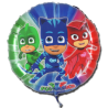 BALLON ROND MYLAR PERSONNAGES PYJAMASK DIAMETRE 45 CM