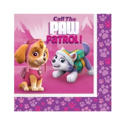 20 SERVIETTES PAW PATROL ROSE 33 X 33 CM