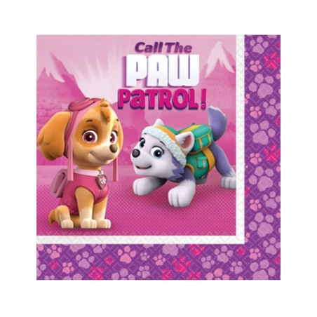 20 SERVIETTES PAW PATROL ROSE 33 X 33 CM