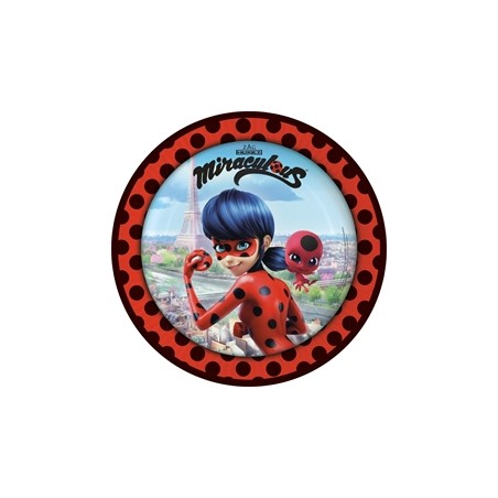 8 ASSIETTES CARTON MIRACULOUS LADYBUG CARTON 23 CM