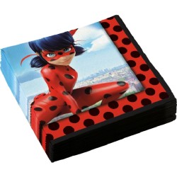 20 SERVIETTES MIRACULOUS LADYBUG 33 X 33 CM