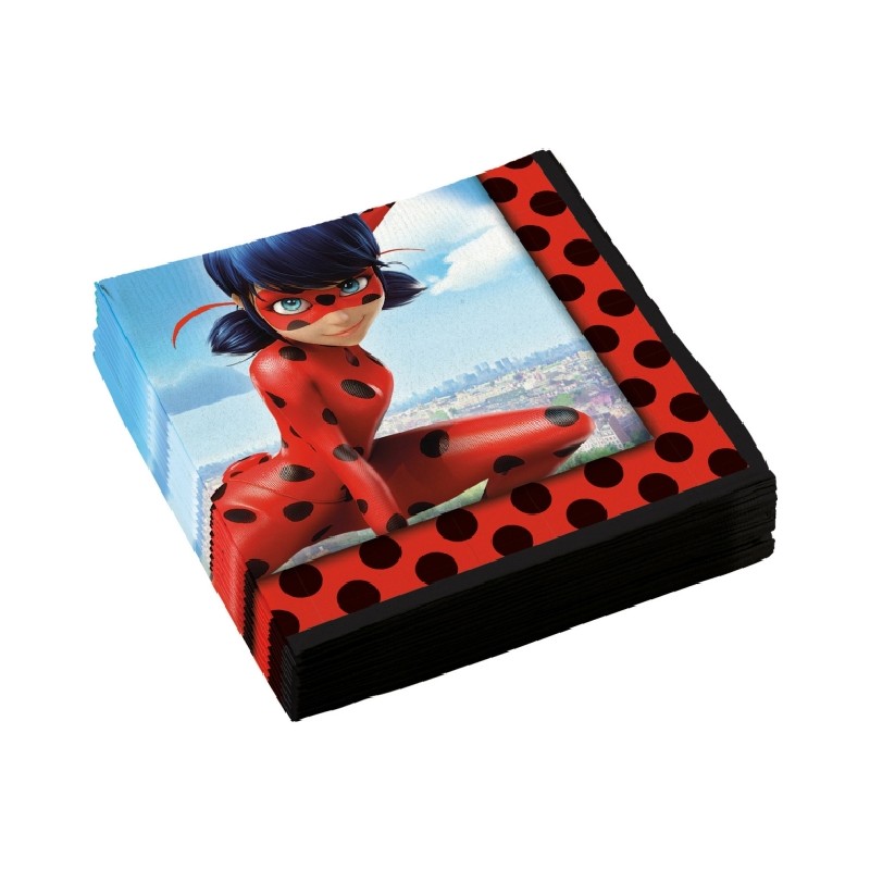 20 SERVIETTES MIRACULOUS LADYBUG 33 X 33 CM