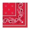 16 SERVIETTES COCKTAIL BANDANA ROUGE 25 X 25 CM