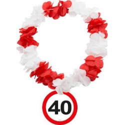 COLLIER HAWAI ROUGE ET BLANC 40 ANS 