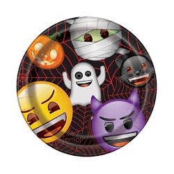 8 ASSIETTES RONDES EMOJI HALLOWEEN 23 CM 