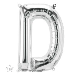 BALLON LETTRE METALLIQUE D ARGENT 40 CM