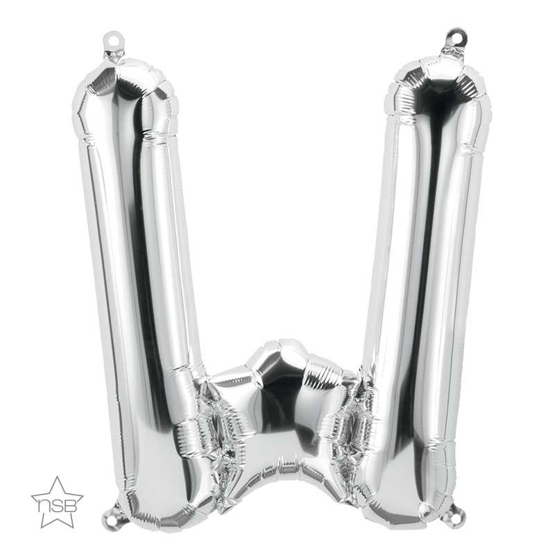 BALLON LETTRE METALLIQUE W ARGENT 40 CM