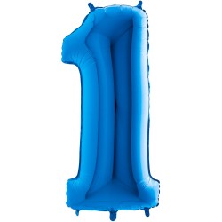 BALLON METALLIQUE CHIFFRE 1 BLEU 66 CM