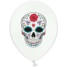 SACHET DE 6 BALLONS BLANC AVEC IMPRIME JOUR DE LA MORT 30 CM 