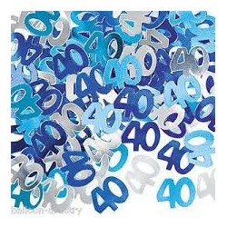 CONFETTIS 40 ANS BLEU ET ARGENT 