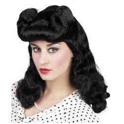 PERRUQUE NOIRE ONDULEE ANNEES 50 FEMME