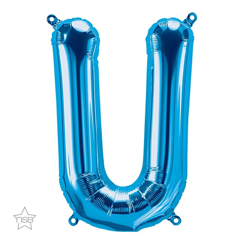 BALLON METALLIQUE LETTRE BLEUE U 86 CM