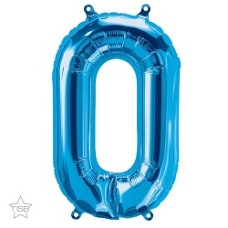 BALLON METALLIQUE CHIFFRE 0 OU LETTRE O BLEU 86 CM