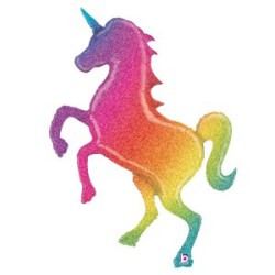 BALLON METALLIQUE LICORNE ARC EN CIEL GILTTER HOLOGRAPHIC