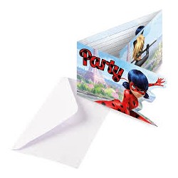 8 INVITATIONS MIRACULOUS LADYBUG