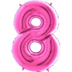 BALLON METALLIQUE CHIFFRE 8 ROSE FUSCHIA 100 CM