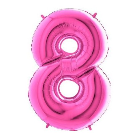 BALLON METALLIQUE CHIFFRE 8 ROSE FUSCHIA 100 CM