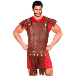 ARMURE DE ROMAIN OU CENTURION PLASTRON SIMILI CUIR MARRON TAILLE UNIQUE