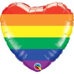 BALLON METALLIQUE COEUR RAINBOW ARC EN CIEL 46 CM