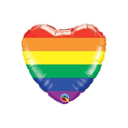 BALLON METALLIQUE COEUR RAINBOW ARC EN CIEL 46 CM