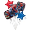 BOUQUET DE 5 BALLONS METALLIQUES SPIDERMAN 