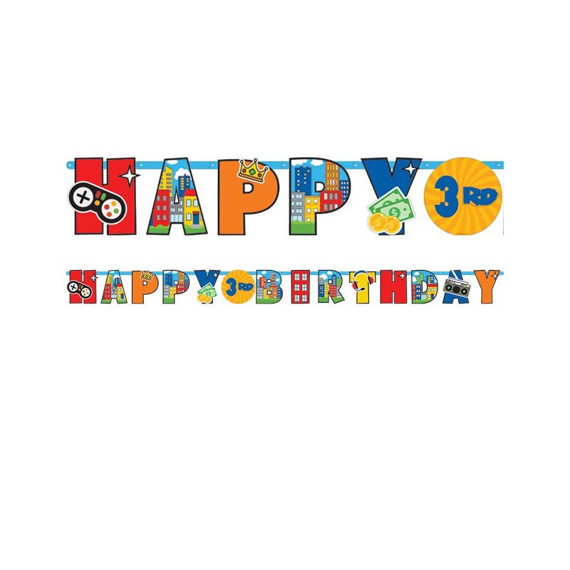 GUIRLANDE HAPPY BIRTHDAY ROBLOCK PARTY PERSONNALISABLE