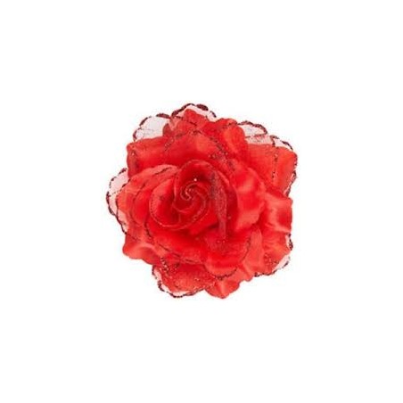 BARRETTE AVEC ROSE ROUGE 