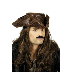 CHAPEAU TRICORNE MARRON SIMILI CUIR PIRATE