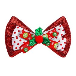 NOEUD PAPILLON NOEL PAILLETTES ROUGES