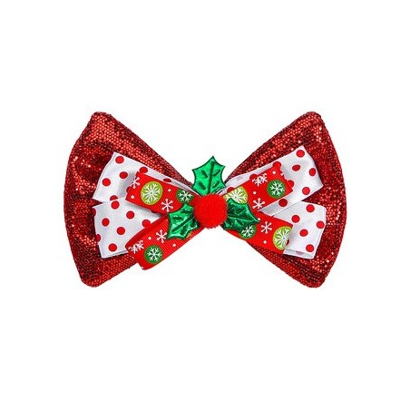 NOEUD PAPILLON NOEL PAILLETTES ROUGES 