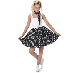 DEGUISEMENT JUPE NOIRE POIS BLANC ANNEE 50 TAILLE L